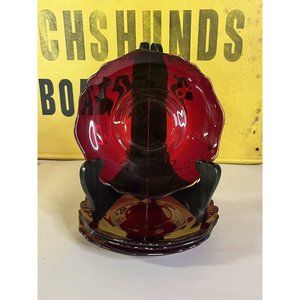 4 - 1930'S NEW MARTINSVILLE - NEWPORT RUBY  RED DEPRESSION GLASS SAUCERS